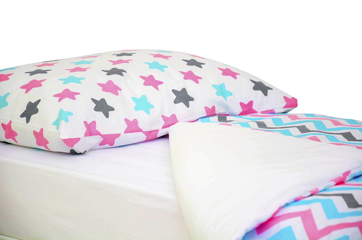 Детское постельное белье "Звезды-зигзаги" графит, лаванда, бирюза БЕЛЬМАРКО  327388 Голубой;розовый Santreyd  - Вид №2