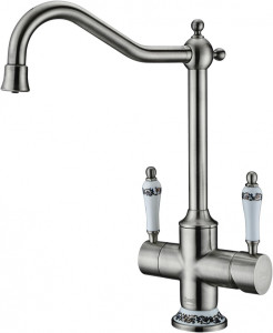 Смеситель ZorG Sanitary ZR 344 YF STEEL для кухонной мойки, сталь