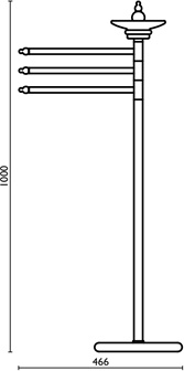 CA614 Стойка напольная с 3 полотенцедержателями и керамической мыльницей h 100 см. bagno&associati Complementi Bagno & Associati - Вид №1
