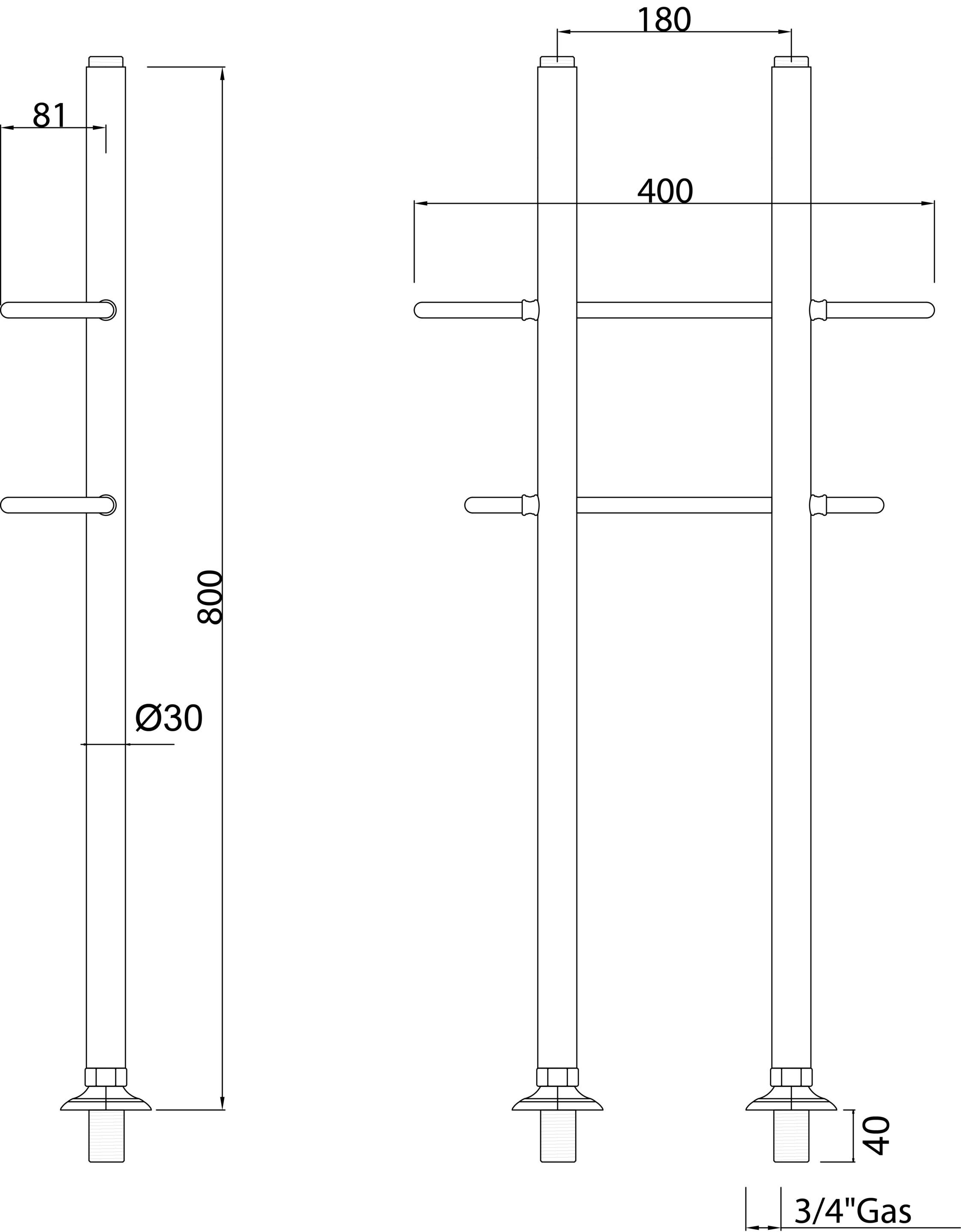 Напольный смеситель для ванны с отдельными розетками Park Avenue Crowe ARCH-00029266 - Вид №5