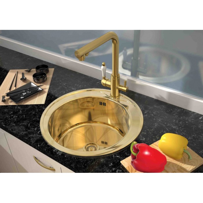 Zorg SZR-510/205 Gold Мойка кухонная круглая Zorg  - Вид №2