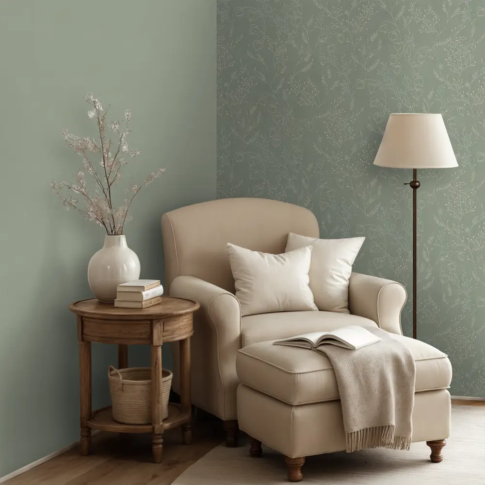 Флизелиновые обои Euro Decor Physalis зеленые 1.06 м 89426591 STLM-1563003 - Вид №4