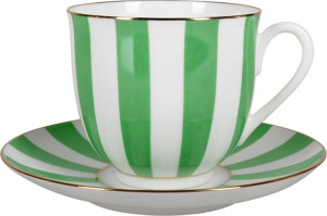 10611685 Императорский фарфоровый завод Чашка с блюдцем "Да и нет" (с отв.салатовой) "Ландыш 2" Фарфор костяной