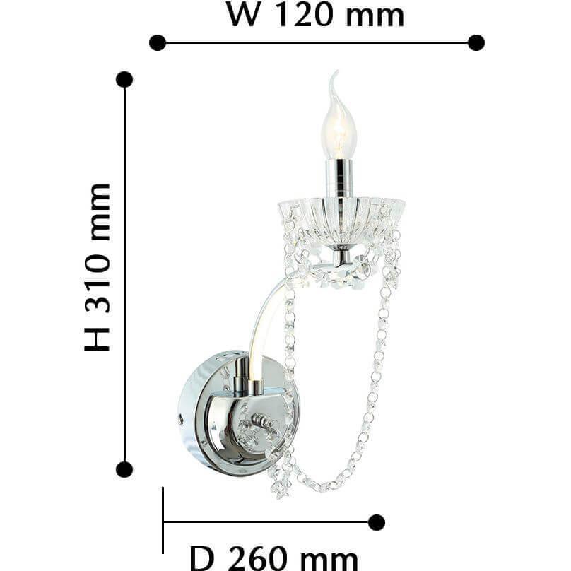 Бра хрустальное хром Prunk 2424-1W FAVOURITE СВЕЧА 00-3929573 Прозрачный;хром  - Вид №2