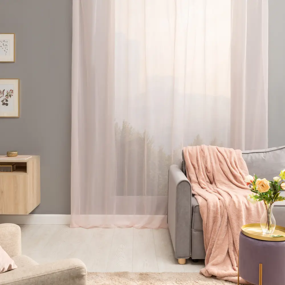 Тюль на ленте Inspire Polyone 300x280 см цвет розовый Kiss 5 84855367 STLM-2119150 