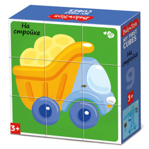 TD03533 BABY Кубики "На стройке" (без обклейки), 9 шт Baby Toys