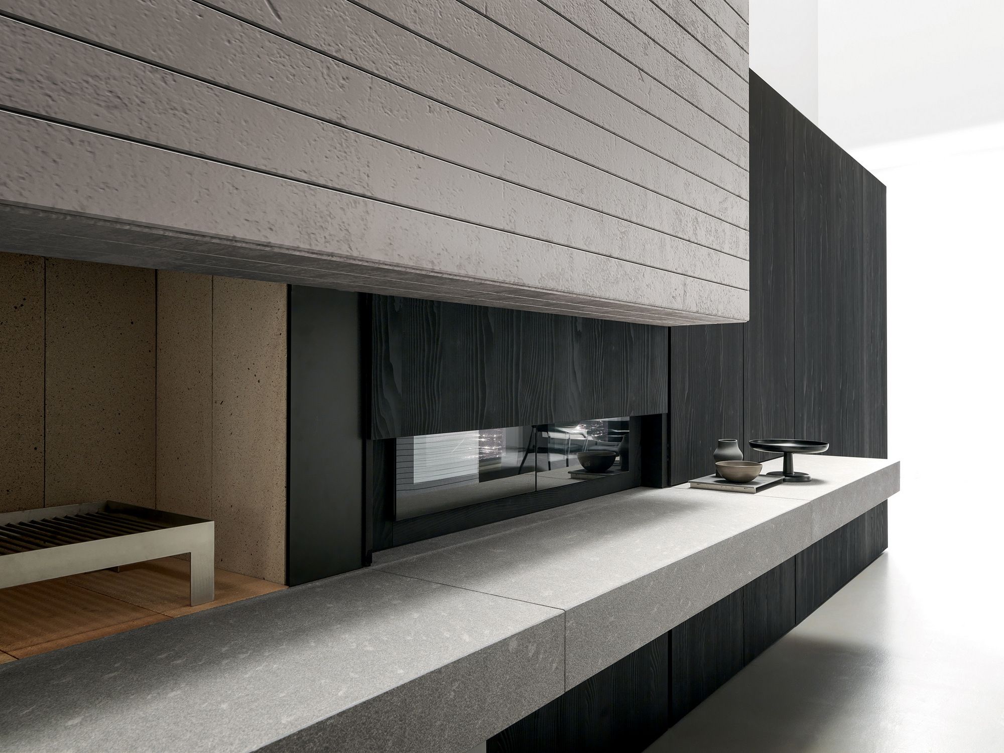 Кухня с каменным островом piasentina, керамогранитом black и кедром MODULNOVA Blade ARCH-00048576 - Вид №2