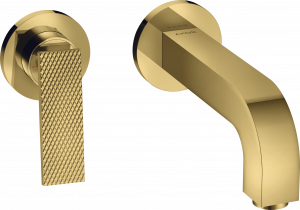 39181990 Смеситель для раковины, однорычажный, скрытого монтажа, настенный, с рычажной ручкой, изливом 220 мм и розетками - ромбический вырез AXOR CITTERIO