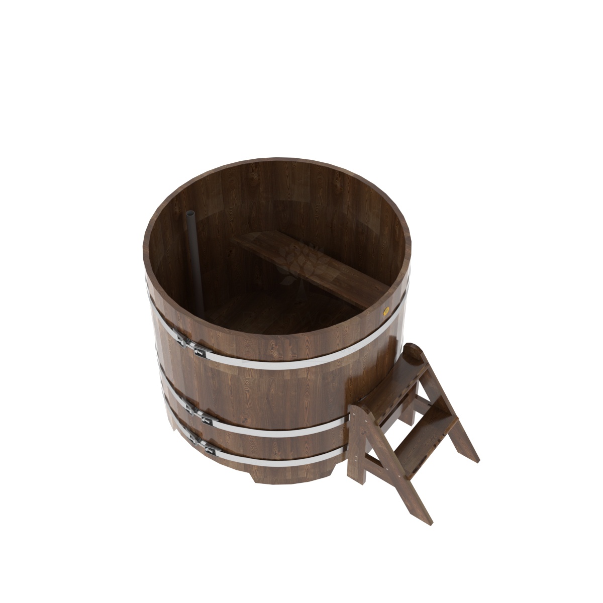 1502 Купель круглая из сращенных ламелей лиственницы d=1,17х1,0 морёная Alyarus  - Вид №1