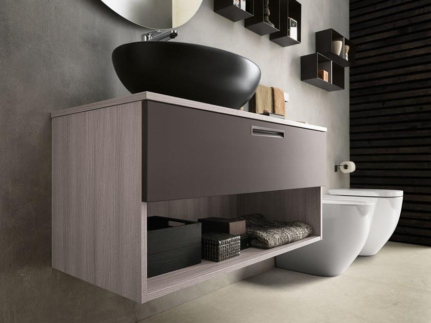 Archeda Тумба под умывальник подвесная с ящиками и зеркалом Light sun-id-1508580 - Вид №2