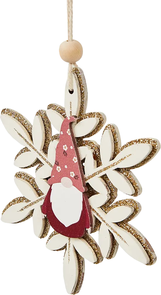 87036561 Елочная игрушка Снежинка 12x11 цвет бежевый STLM-0959096