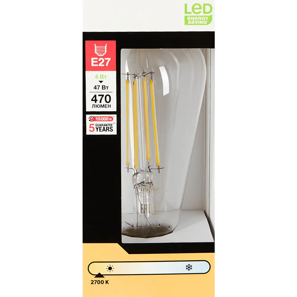 Лампочка филаментная E27 4 Вт теплый белый свет Santreyd STLM-2096151 - Вид №3