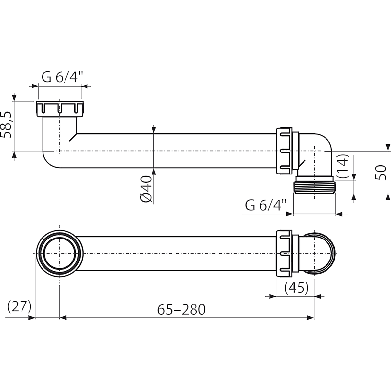Соединение экономящие пространство 6/4” ALCAPLAST P109 - Вид №2