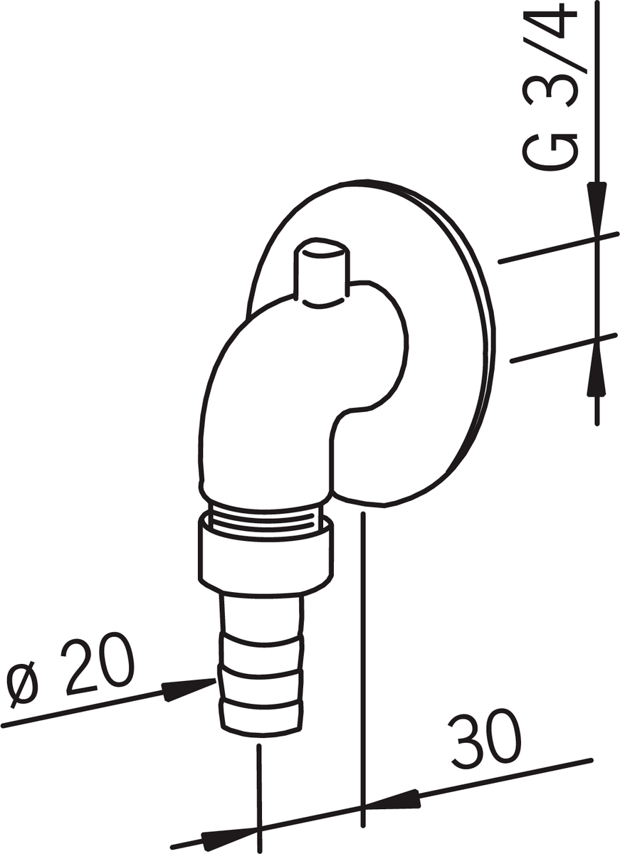 Oras 173 Штуцер для отвода в канализацию 173  Хром  - Вид №1