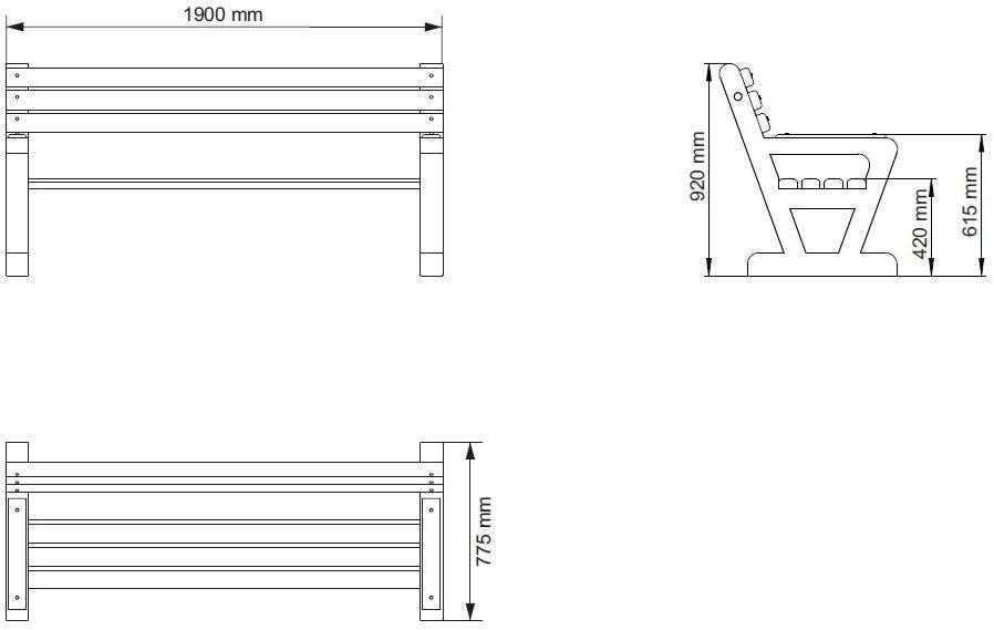 ENCHO ENCHEV - ETE Скамейка из бетона и дерева со спинкой  109  - Вид №8