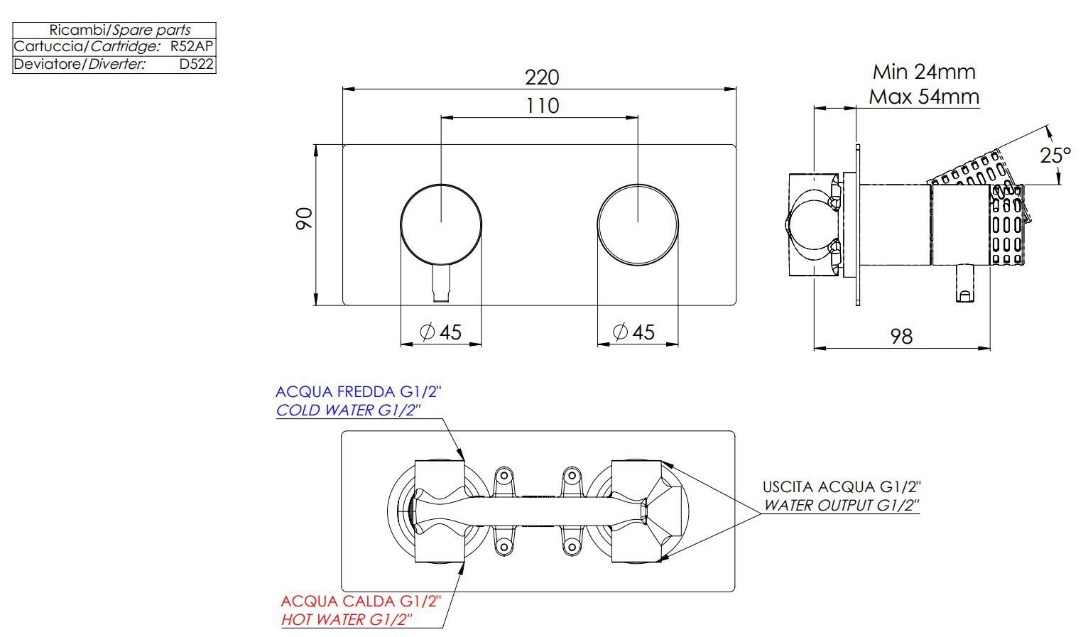 Смеситель для душа с переключателем Remer Rubinetterie Celebrity ARCH-00114988 - Вид №2