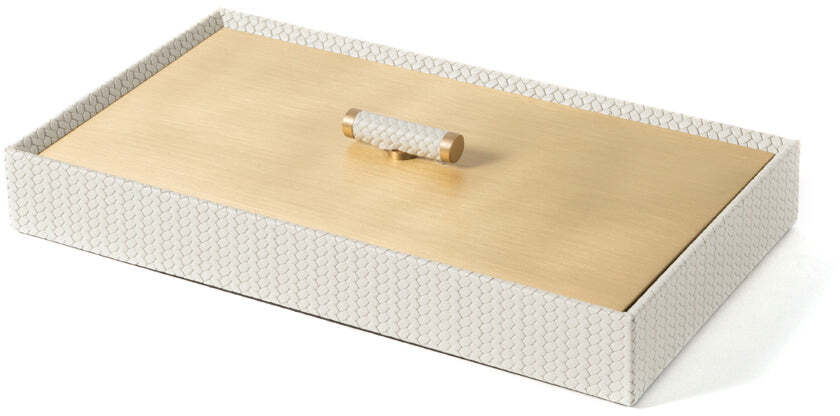 Коробка Iside - 27X15XH4,5 см / металл-хром/ари-кожа_темно-серый