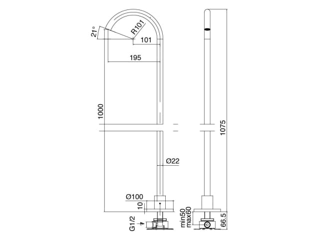 Смеситель для раковины из нержавеющей стали с 2 отверстиями Zazzeri Q316 ARCH-00082437 - Вид №2