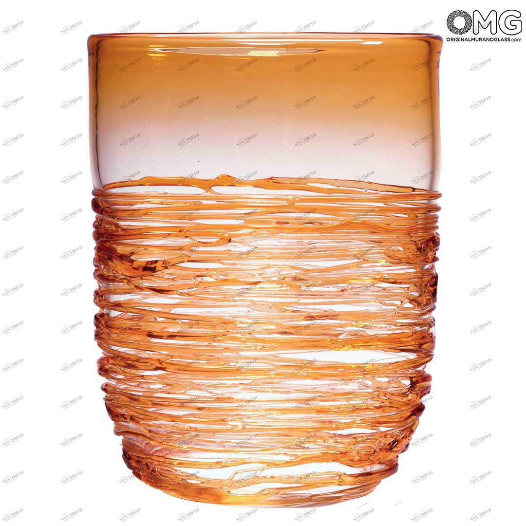 4579 ORIGINALMURANOGLASS Ваза Филанте Янтарь - муранское стекло OMG 30 см 