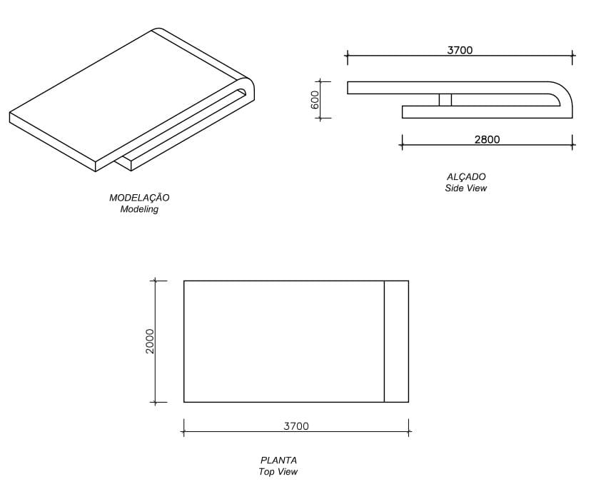 Бетонная скамья без спинки amop Munda ARCH-00023384 - Вид №2