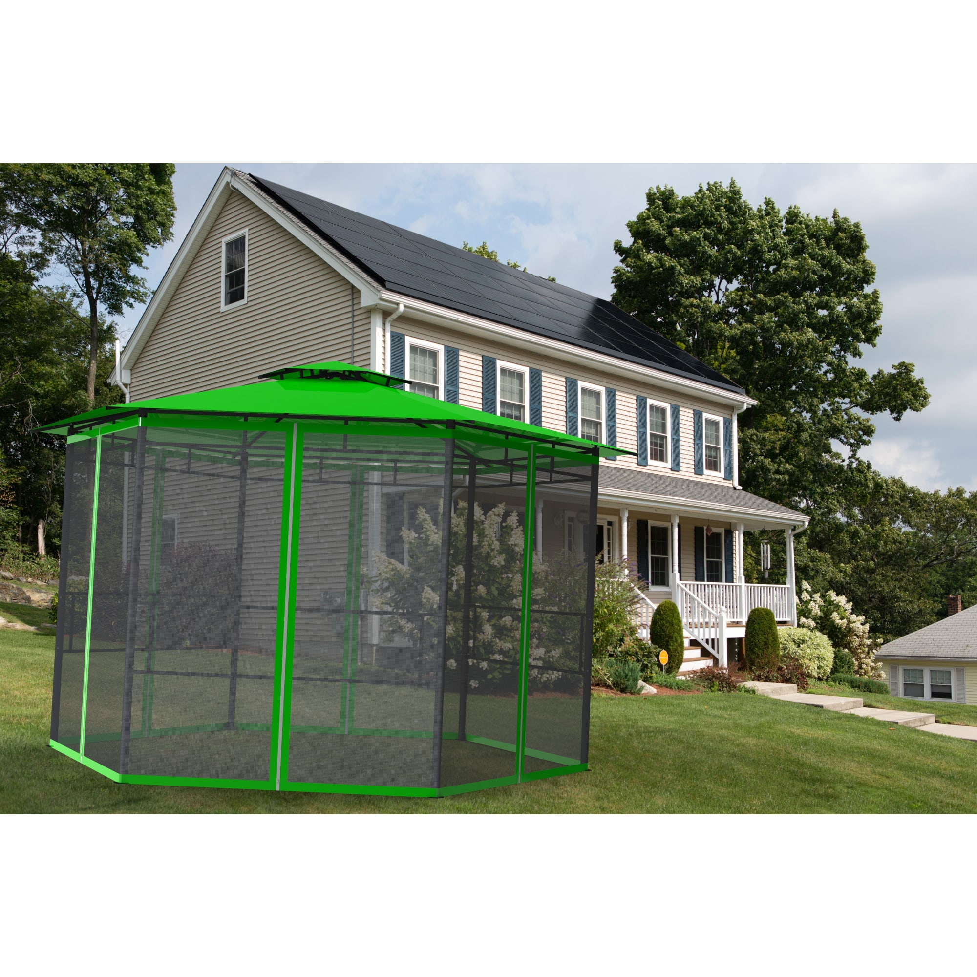 82697254 Шатер садовый с антимоскитной сеткой Отдых 4x4x2.59 м сталь зеленый (без штор) Santreyd  - Вид №5