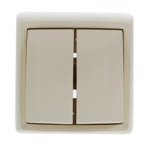 Выключатель накладной Reone 2 клавиши, цвет слоновая кость