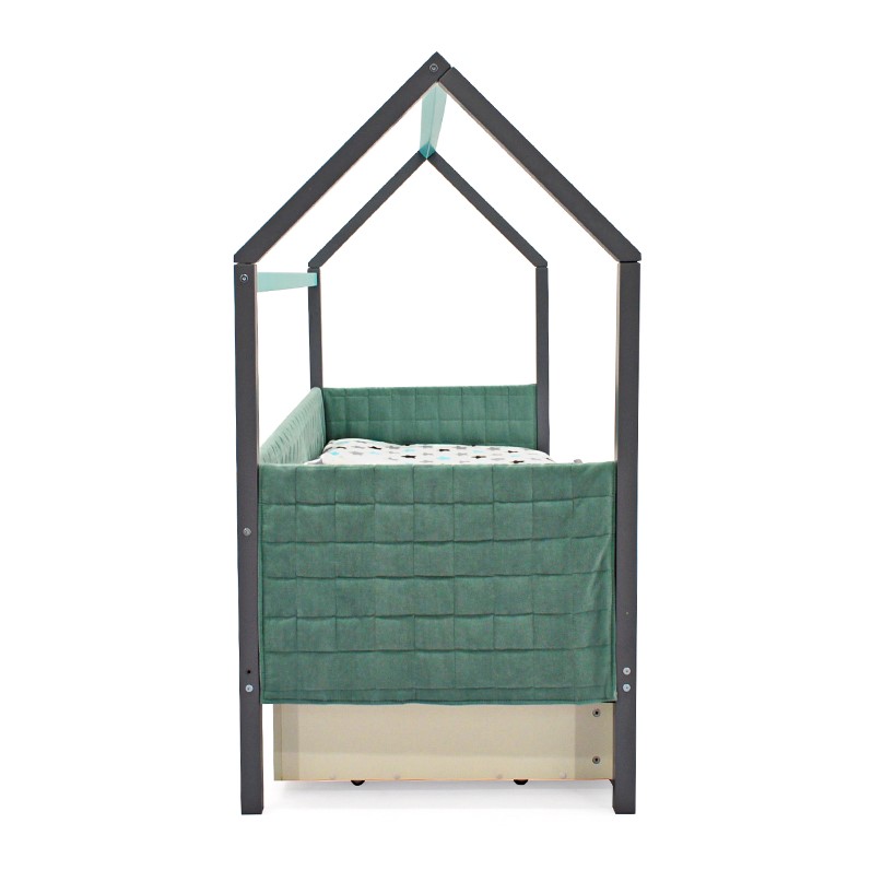 Детская кровать-домик мягкая графит-мятная Svogen БЕЛЬМАРКО  00-3873190 Серый Santreyd  - Вид №9