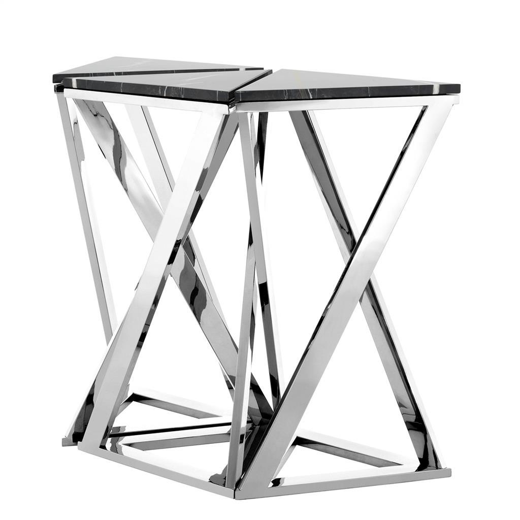 Консоль металлическая серебро с треугольной столешницей Galaxy от Eichholtz, 3 штуки EICHHOLTZ EICHHOLTZ 061019 Серебро;хром  - Вид №1