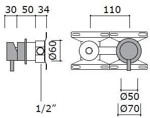 MINA Смеситель для умывальника из нержавеющей стали настенный с аэратором Stiriana 6162-6000 - Вид №1