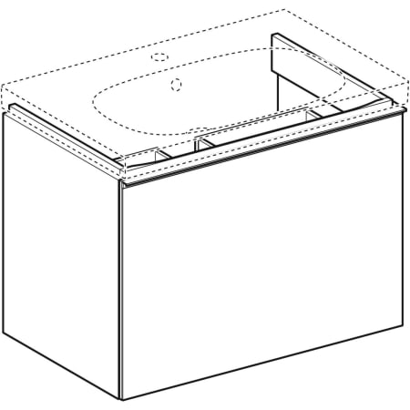 500.610.01.2 Шкафчик для раковины Geberit Acanto, с одним выдвижным ящиком, одним внутренним выдвижным ящиком и сифоном Geberit  - Вид №1