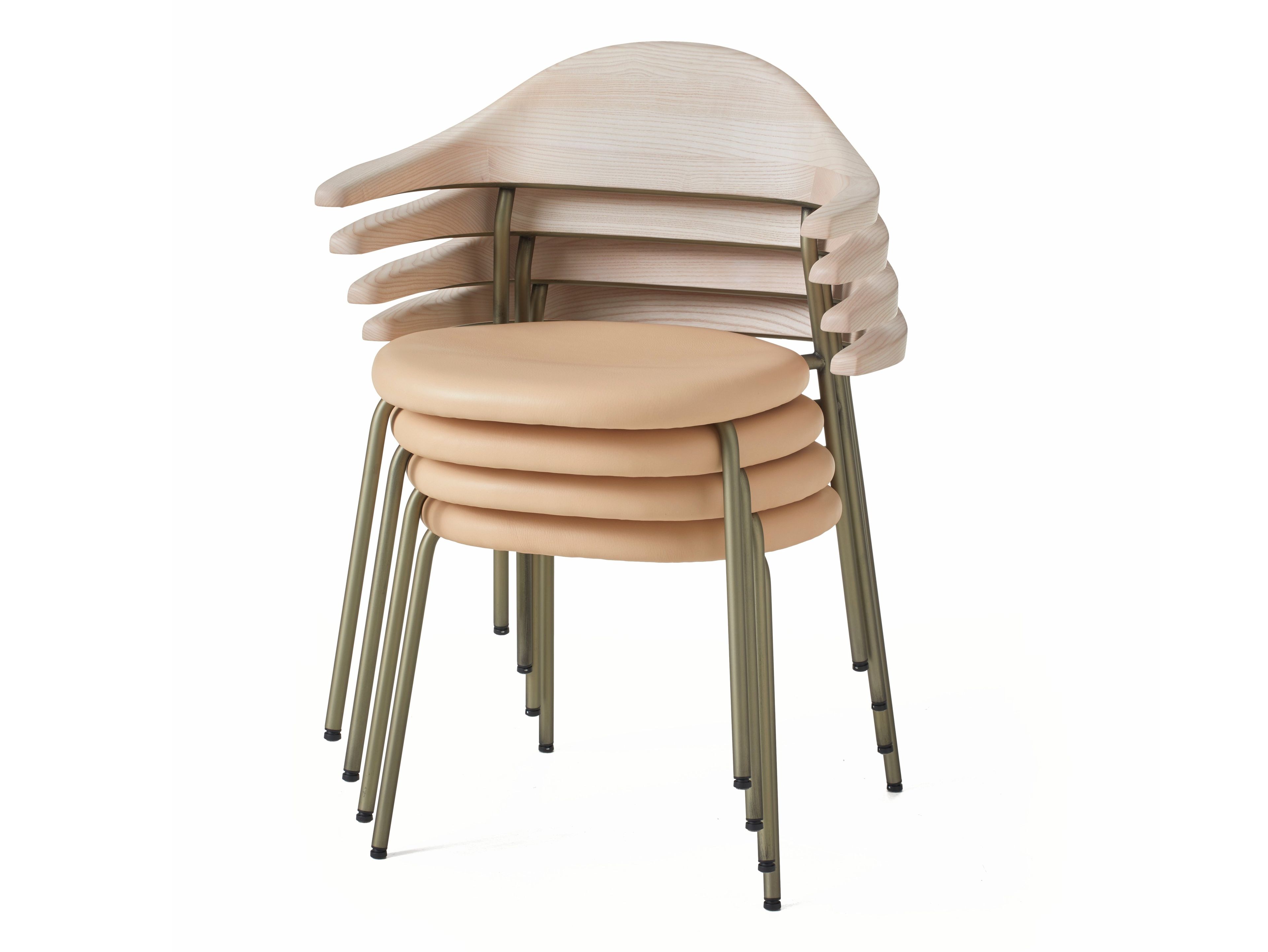 Мягкий стул из нержавеющей стали и дерева BassamFellows Бикорн ARCH-00121207 - Вид №4