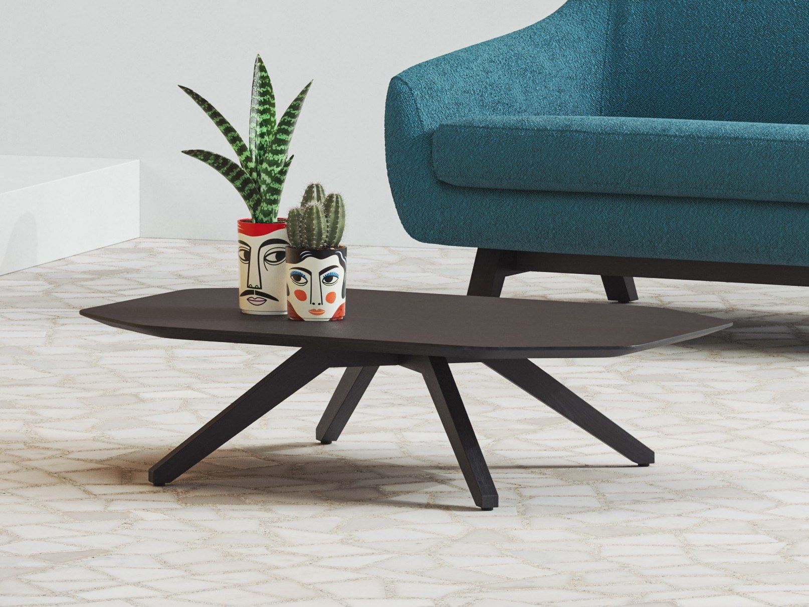 Низкий журнальный столик из шпона ALMA DESIGN X Table ARCH-00042652 - Вид №1