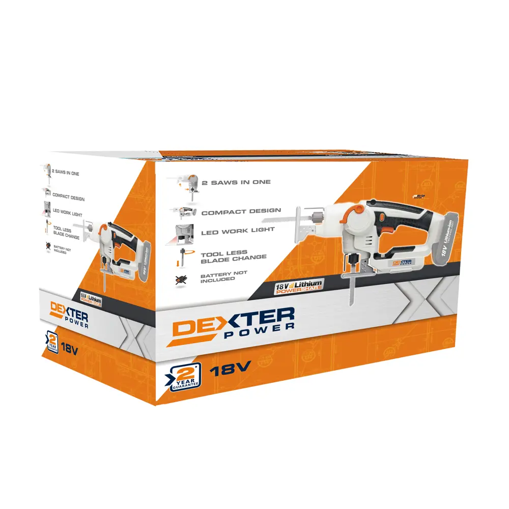 Лобзик-сабельная пила аккумуляторный Dexter Power CSJ18LD, 18 В Li-ion, без АКБ STLM-2148802 - Вид №5