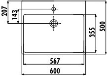 NX260-00CB00E-0000 Раковина NX260 мебельная (50*60 см) Creavit  - Вид №3