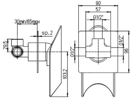Paini Morgana 73PW690 смеситель встраиваемый для душа - Вид №1