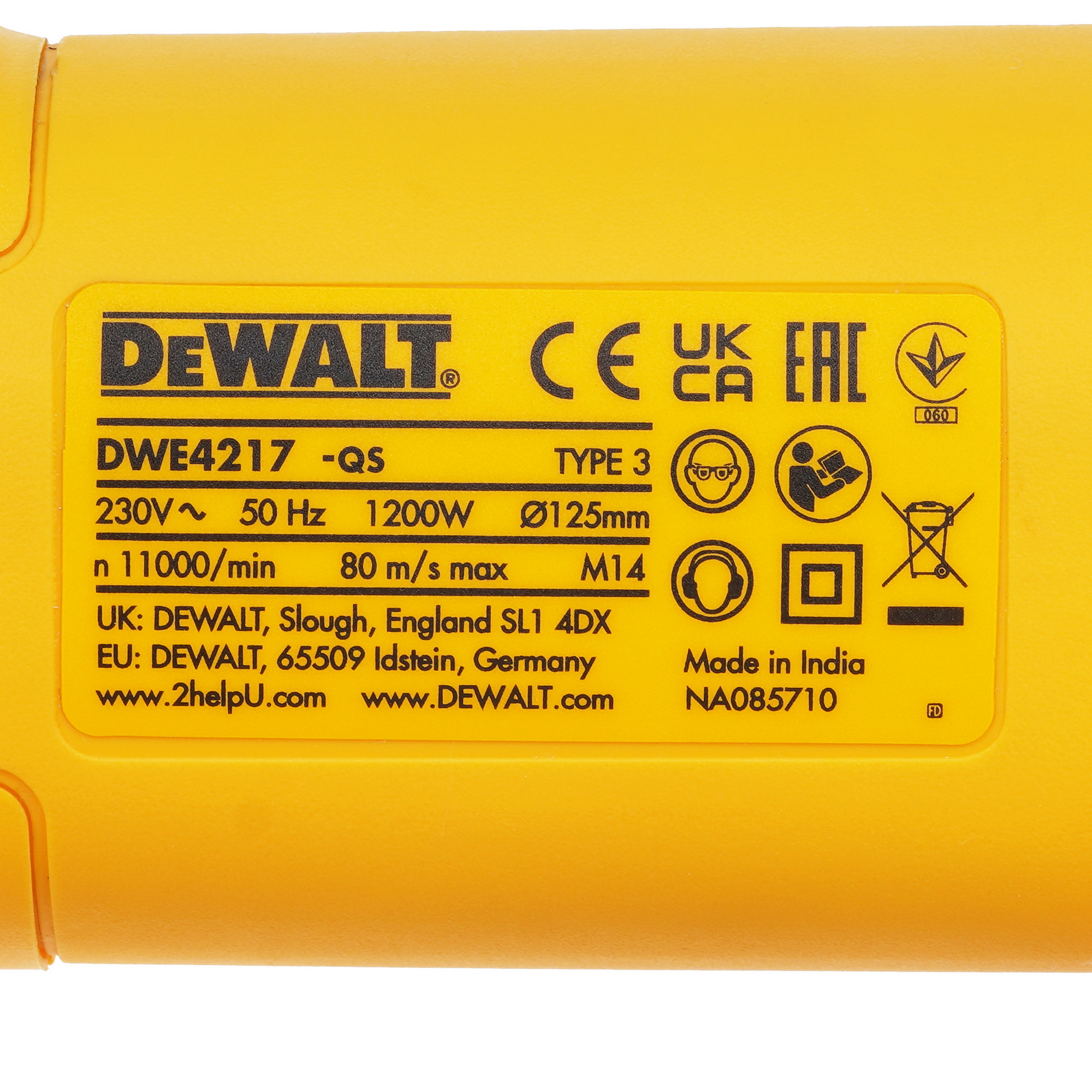 Углошлифовальная машина (УШМ) DeWalt DWE4217 5440974 STDN-0021077 - Вид №4
