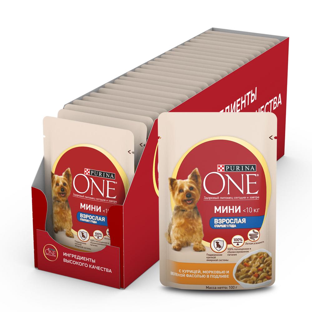 ПР0053579*26 Корм для собак ONE Mini Курица, морковь, фасоль пауч 85г (упаковка - 26 шт) PURINA 