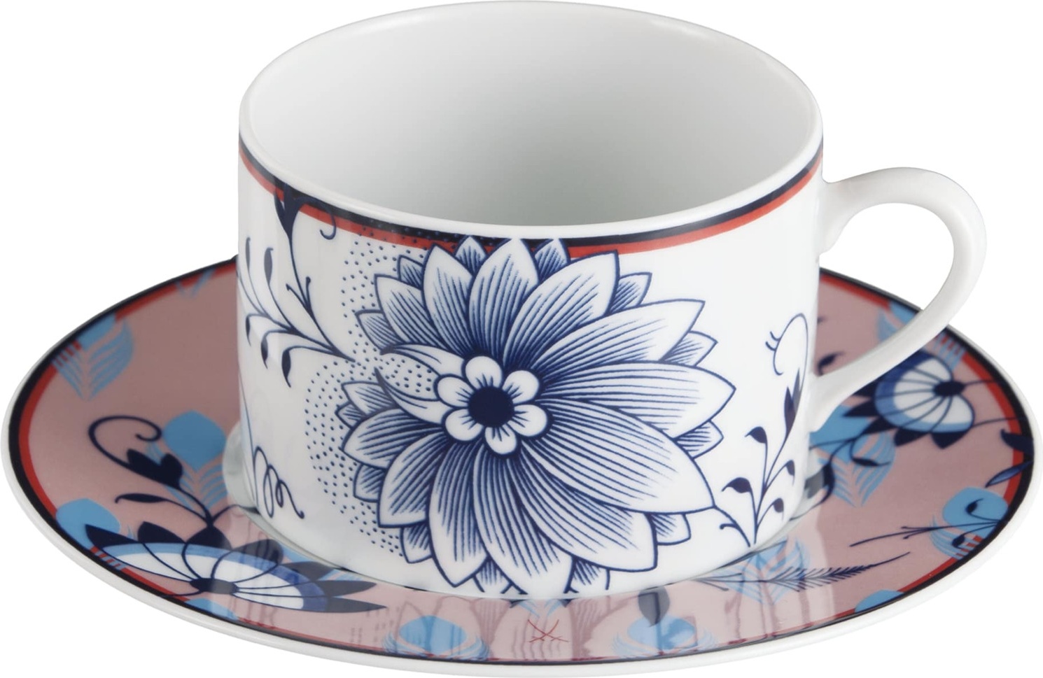 10663825 Meissen Чашка для капучино с блюдцем Meissen "Коллаж. Перья" 250мл, п/к Фарфор 