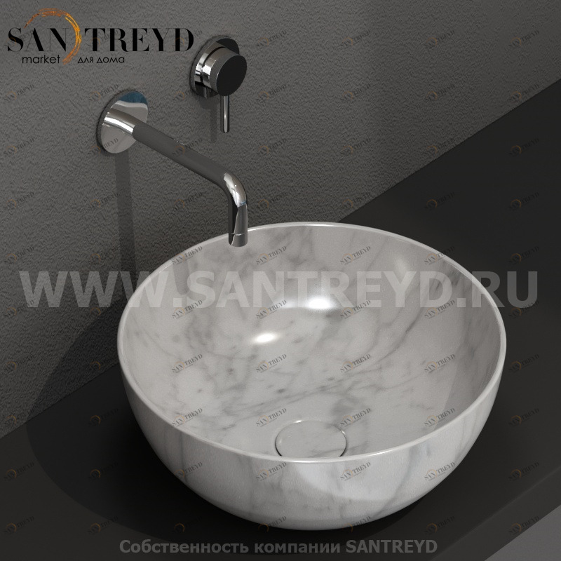 B6T37MC Накладная раковина на столешницу  круглая Ceramica Globo T-EDGE