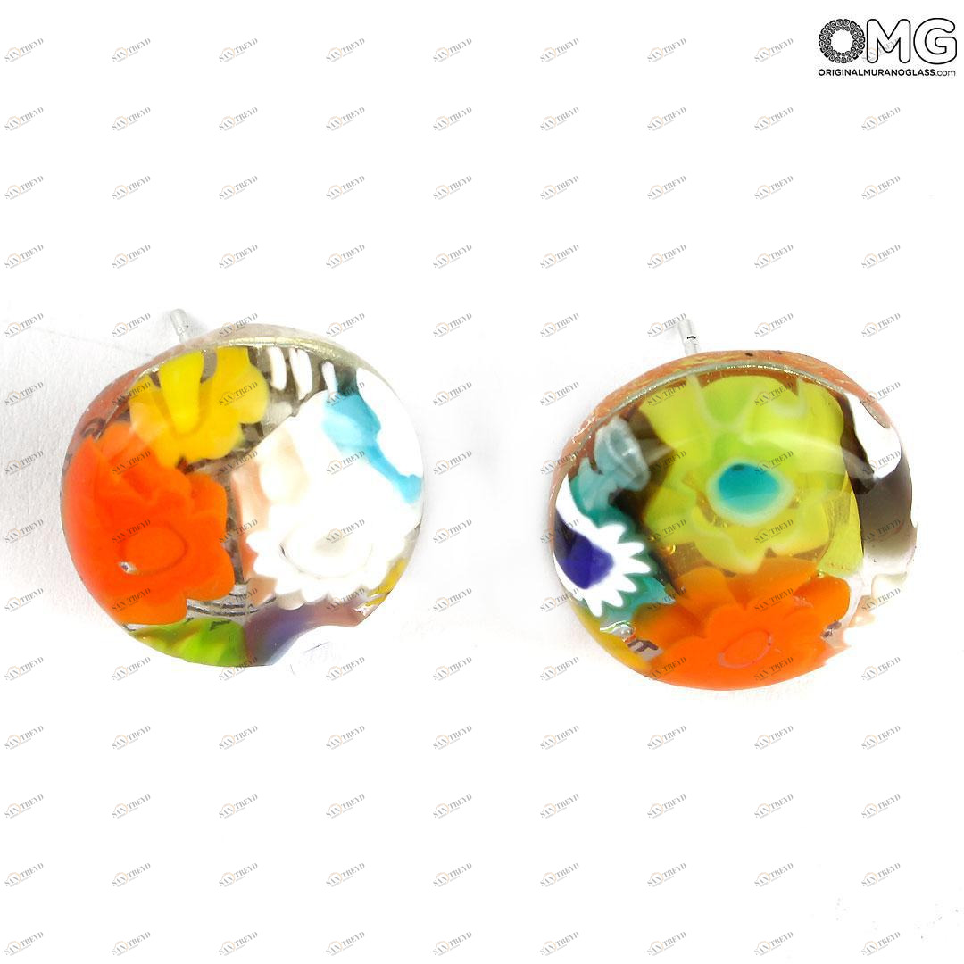 3774 ORIGINALMURANOGLASS Серьги-подвески Миллефиори - муранское стекло - Original Murano Glass OMG 1 см 