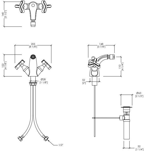 Devon&Devon Смеситель для биде на одно отверстие на террасе Tribeca Trb520nk - Вид №1