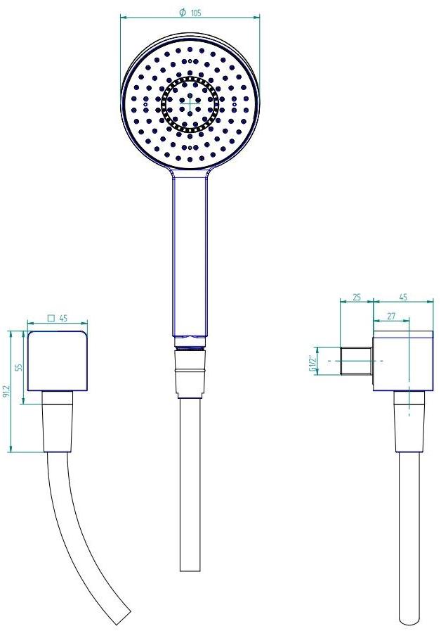 Встроенное управление с душевой штангой и ручным душем Qquadro Santreyd sun-id-1350631 - Вид №8