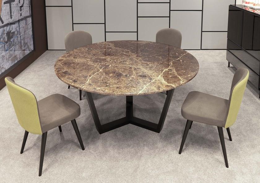 PRADDY Круглый обеденный стол из темного мрамора emperador Yarkon Tr041 - Вид №1