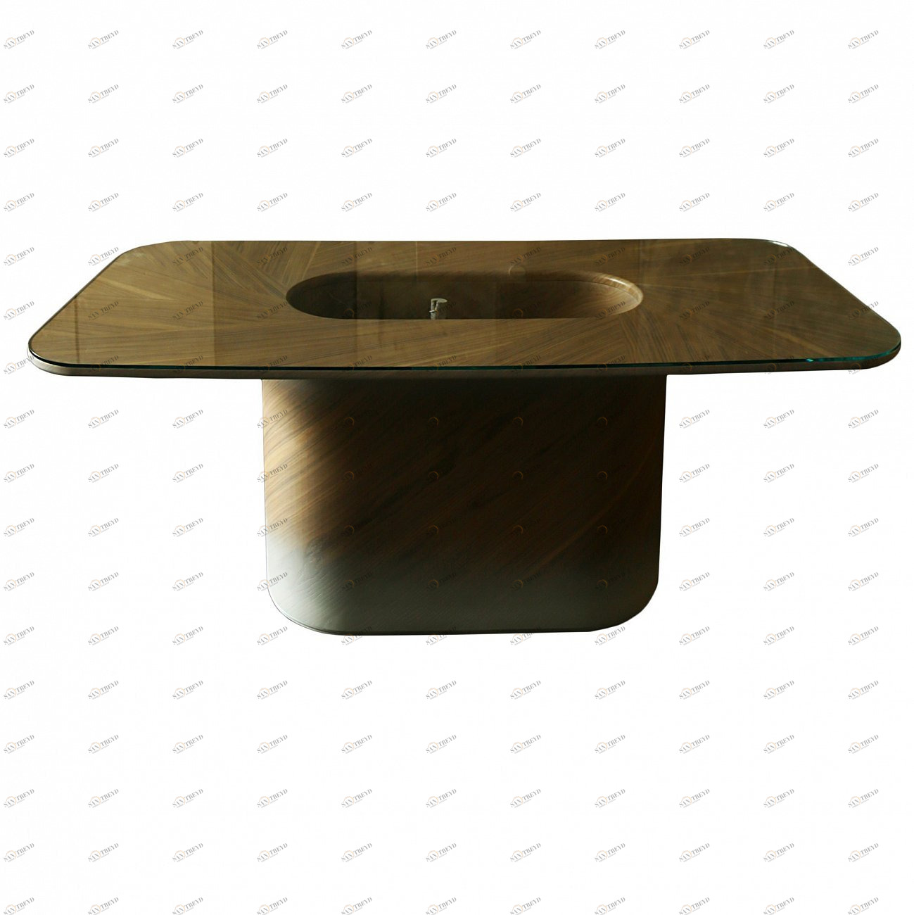 Обеденный стол дизайнерский со стеклом и декоративным элементом 200 см "Корень" от Odingeniy ODINGENIY  178450 Коричневый 