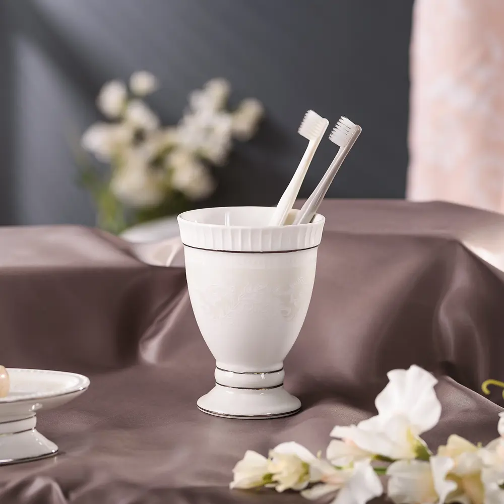 Стакан для зубных щёток настольный Verran Wess Elegance керамика цвет белый STLM-2155738 - Вид №4
