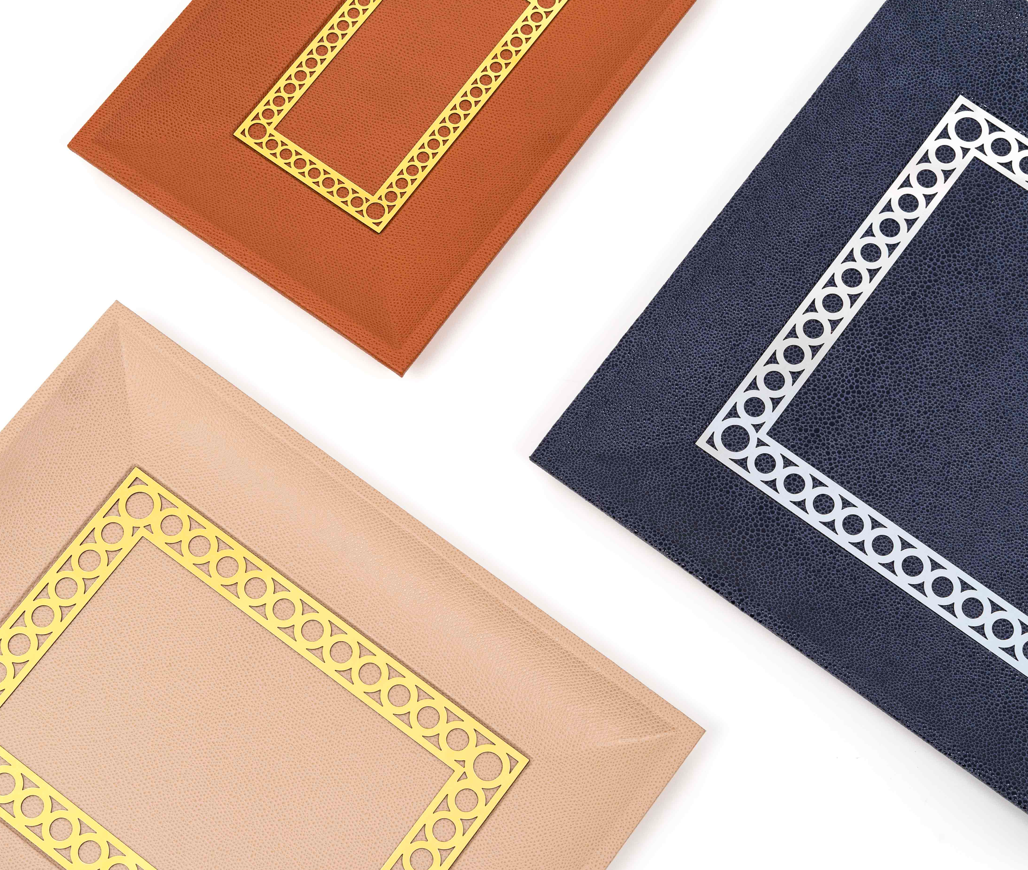 Поднос для мелочей Aston Square - 35X35 см / металл-хром/ари-кожа_темно-синий Pinetti 00.1891.061.001 - Вид №5