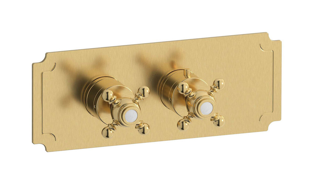 Комплект наружных частей термостата на 1 потребителей - горизонтальная с ручками Hermes WE ARE IB eua125osnhr Brushed Gold Aqua