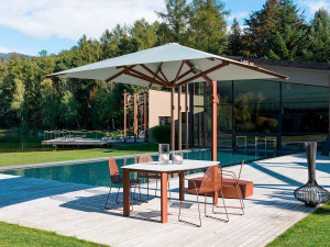 Алюминиевый бочонок и садовый стол HPL