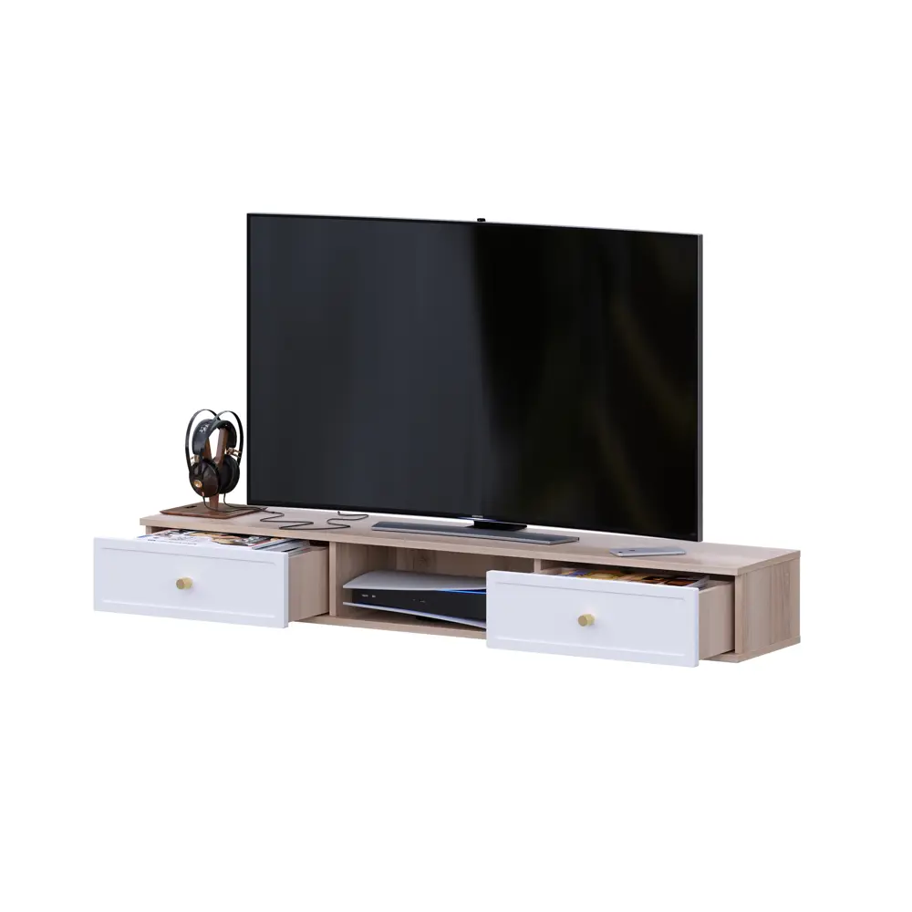 Тумба под телевизор KONSENSA Амьен 150x20x30 см ЛДСП цвет белый/коричневый Лион STLM-2017029 - Вид №10