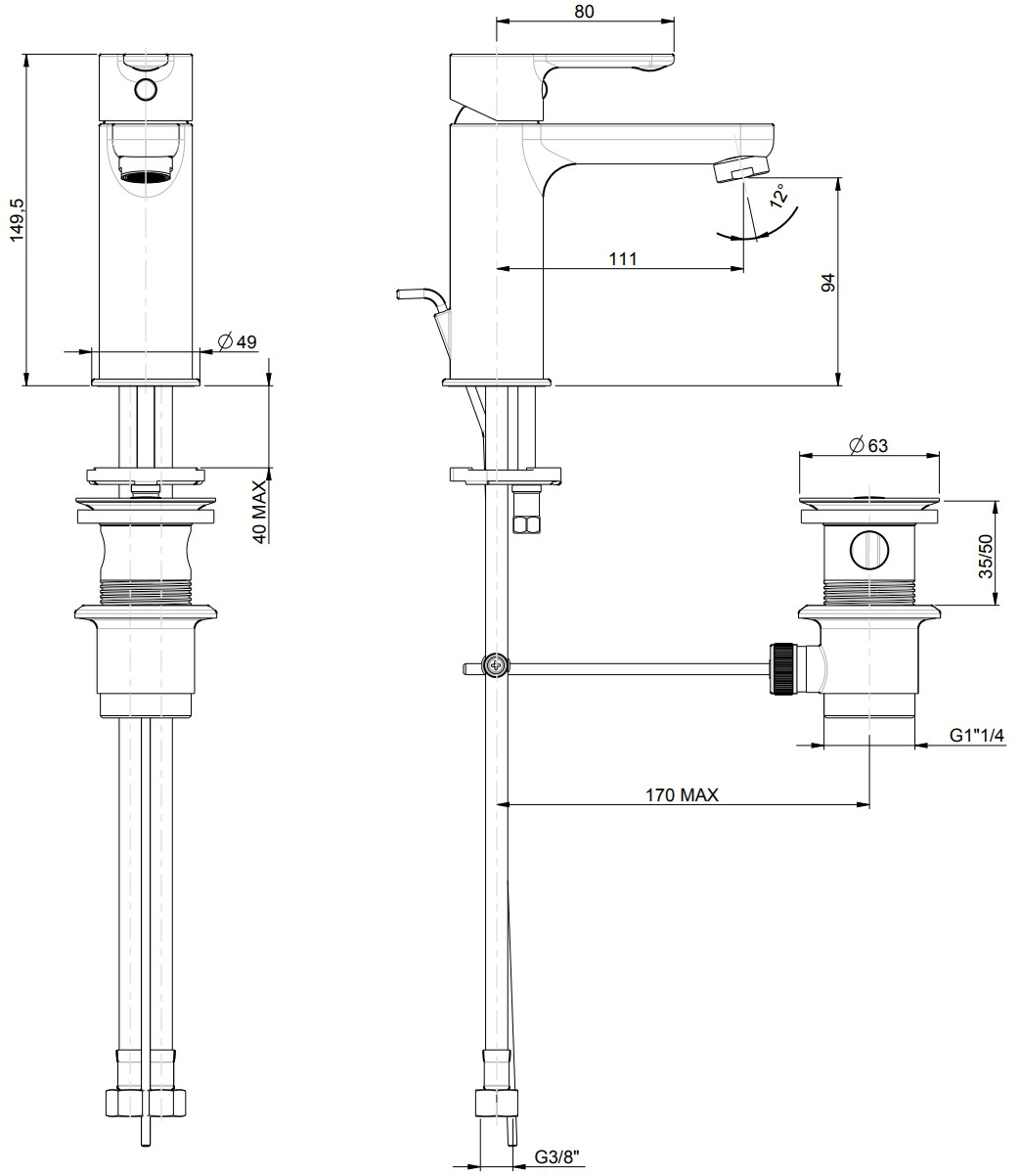Rubinetterie Frattini Смеситель для раковины, однорычажный, со сливом Mocca sun-id-1464642 - Вид №1